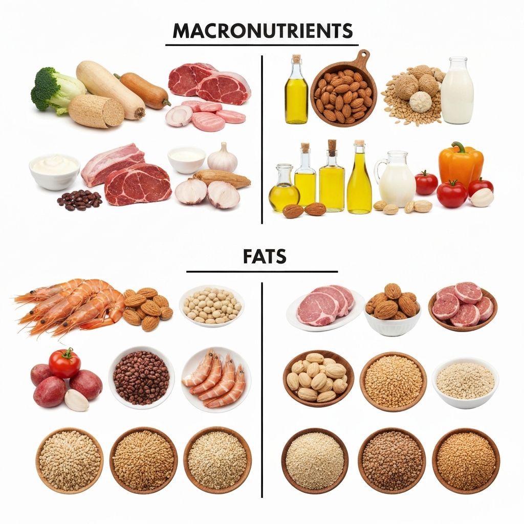 Vielfalt von Proteinquellen, Fetten und Kohlenhydraten